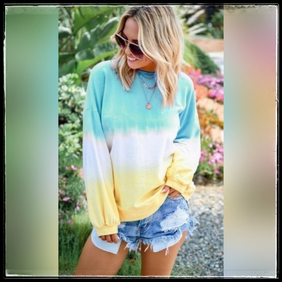 Tops - Tie-Dye Aqua L&XL Long-sleeve T-Shirt